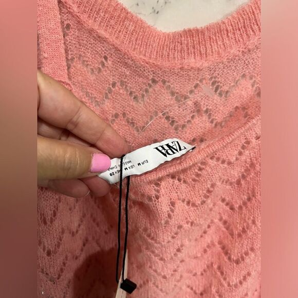 ZARA Pointelle Knit Top Size M - Picture 7 of 11
